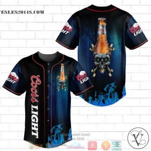 Coors Light Flame Skull Baseball Jersey