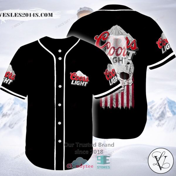 Coors Light Skull United States Flag black Baseball Jersey
