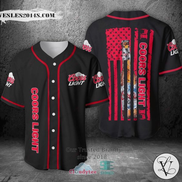 Coors Light United States Flag black red Baseball Jersey