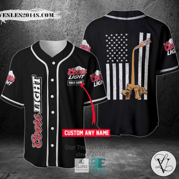 Coors Light Your Name Flag Black Baseball Jersey