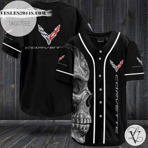 Corvette Skull Baseball Jersey – Black