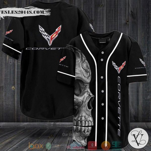 Corvette Skull Black Baseball Jersey