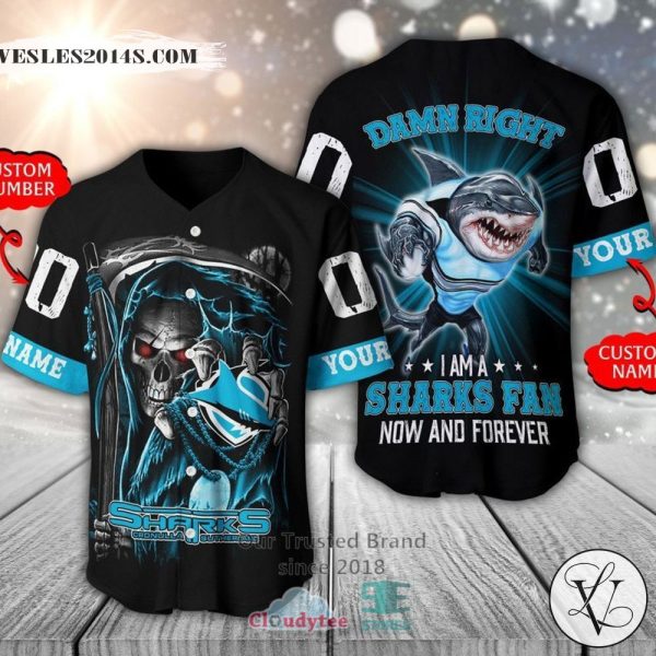 Cronulla-Sutherland Sharks Skull Personalized Baseball Jersey Shirt