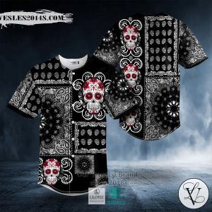 Cross Doodle Sugar Skull Baseball Jersey