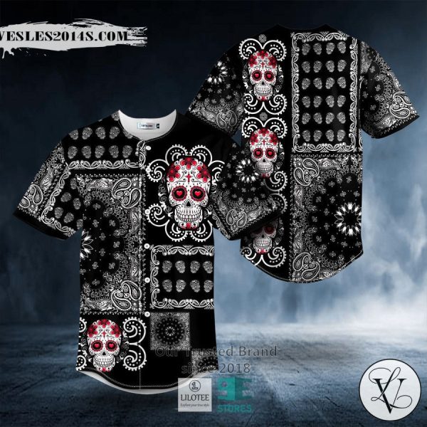 Cross Doodle Sugar Skull Baseball Jersey