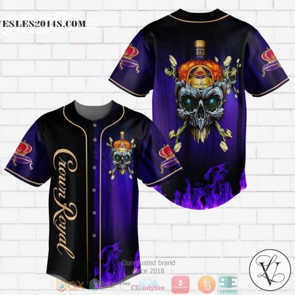 Crown Royal Flame Skull Baseball Jersey