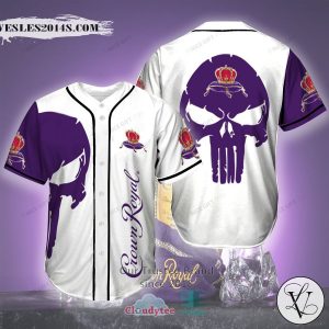 Crown Royal Punisher Skull white purple Baseball Jersey
