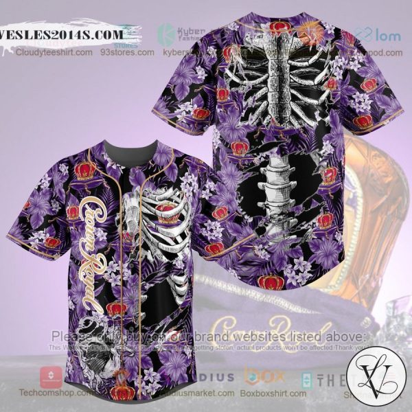 Crown Royal Skeleton flowers Baseball Jersey