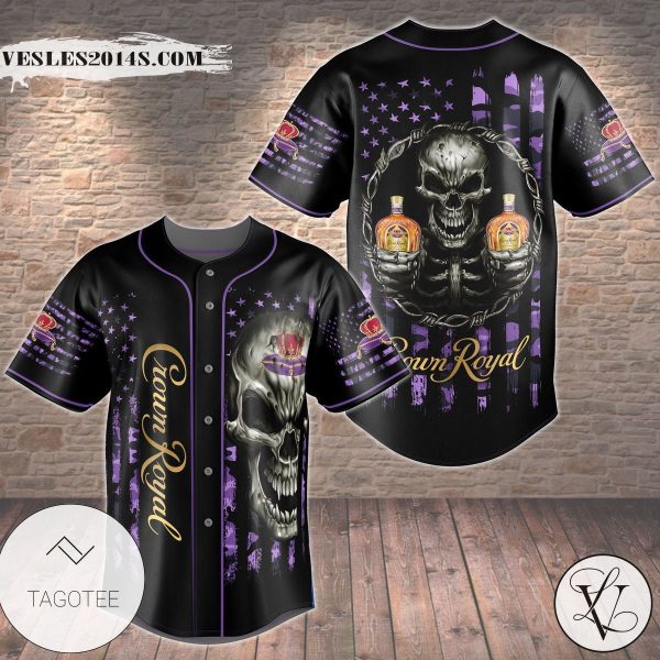 Crown Royal Skull Whisky Flag Baseball Jersey