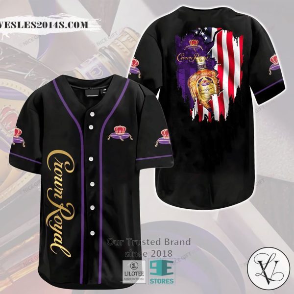 Crown Royal US Flag Black Baseball Jersey