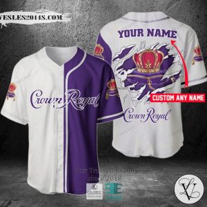 Crown Royal Your Name White Purple Baseball Jersey