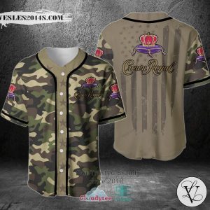 Crown Royal logo United States Flag green camo Baseball Jersey
