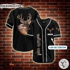 Custom Name Deer Hunting Art Baseball Jersey