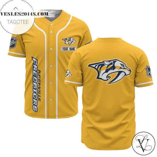 Custom Name Nhl Nashville Predators Baseball Yellow Baseball Jersey – Premium Jersey – Custom Name Jersey Sport For Fans