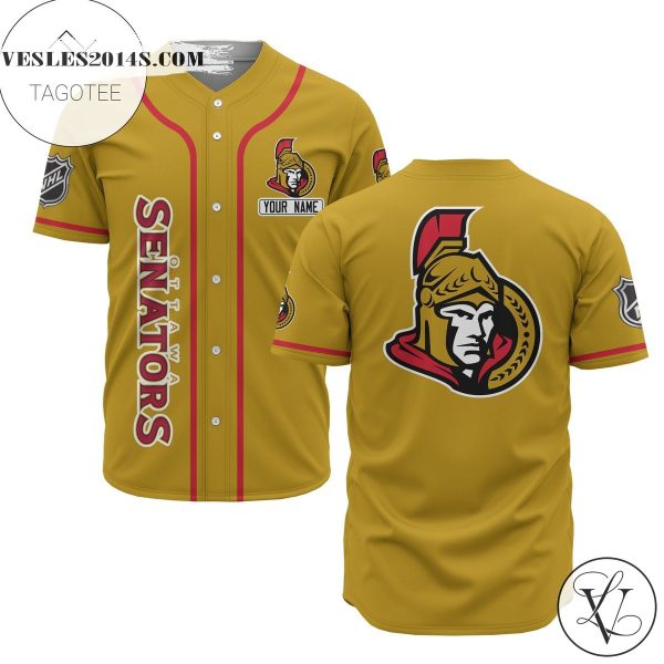 Custom Name Nhl Ottawa Senators Baseball Yellow Baseball Jersey – Premium Jersey – Custom Name Jersey Sport For Fans