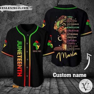 Custom name Juneteenth Since 1865 Black girl Baseball Jersey