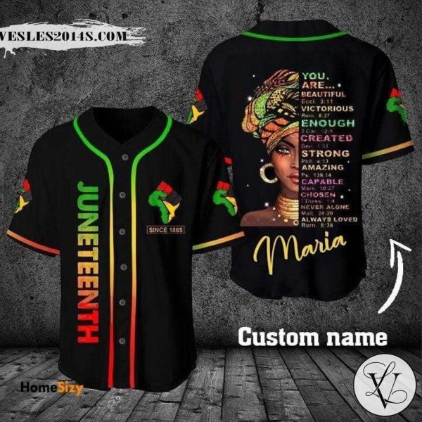 Custom name Juneteenth Since 1865 Black girl Baseball Jersey
