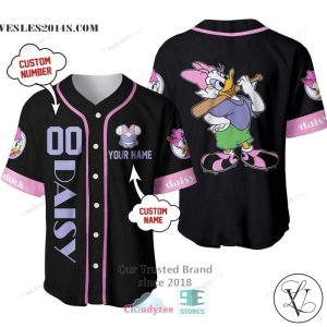 Daisy Duck Personalized Black Baseball Jersey Shirt