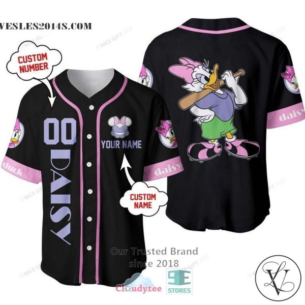 Daisy Duck Personalized Black Baseball Jersey Shirt