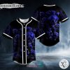 Dark Blue Cracked Skull Baseball Jersey