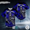 Dark Blue Fatal Shears Grim Reaper Skull Baseball Jersey