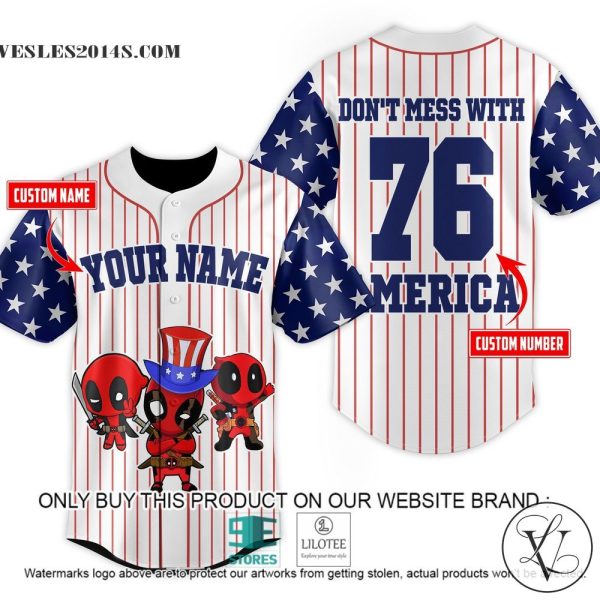 Deadpool Chibi Don’t Mess With American Personalized Baseball Jersey