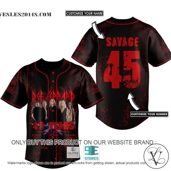 Def Leppard Music Band 45 Years Personalized Baseball Jersey