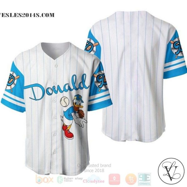 Donald Duck All Over Print Pinstripe White Baseball jersey