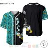 Donald Duck Pattern All Over Print Black & Turquoise Baseball jersey