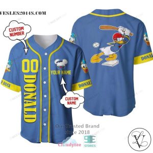 Donald Duck Personalized Blue Color Baseball Jersey Shirt