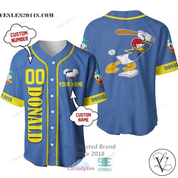 Donald Duck Personalized Blue Color Baseball Jersey Shirt