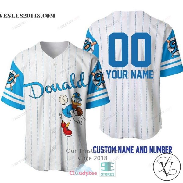 Donald Duck Personalized Blue White Baseball Jersey Shirt