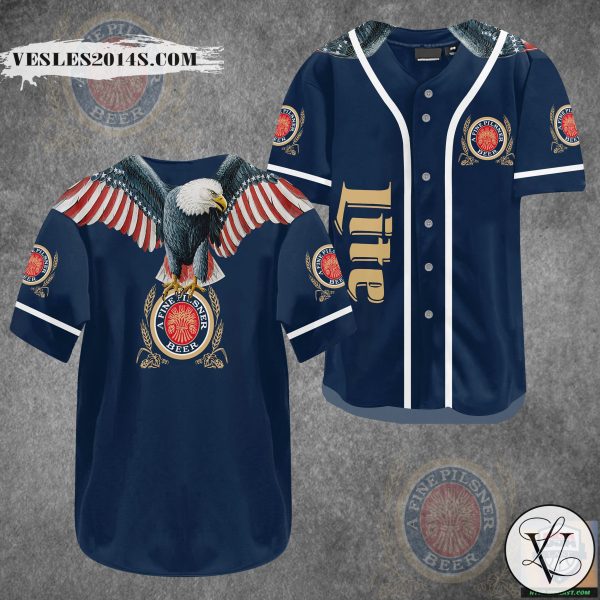 Eagle With Lite Beer Baseball Jersey Shirt