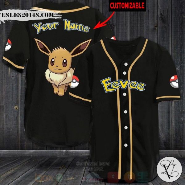 Eevee Pokemon Custom Name Baseball Jersey Shirt