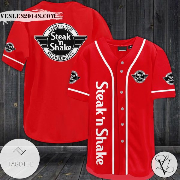 Famous For Steak N Shake Steakburgers Red Baseball Jersey