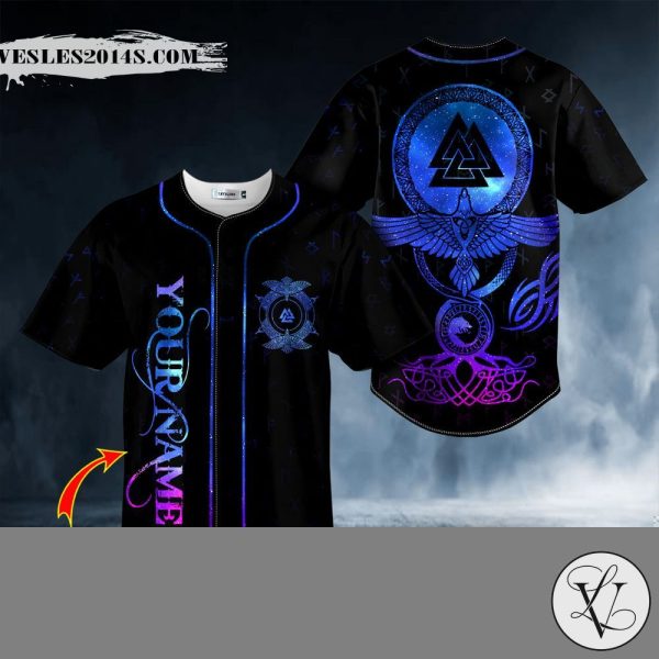 Fantasy Valknut Yggdrasill Viking Custom Baseball Jersey