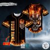 Fire Angry Biohazard Skull Custom Baseball Jersey