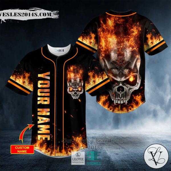 Fire Angry Biohazard Skull Custom Baseball Jersey