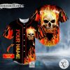 Fire Burning Skull Custom Baseball Jersey