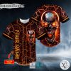 Fire Metallic Biohazard Skull Custom Baseball Jersey