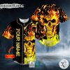 Fire Rage Skull Custom Baseball Jersey