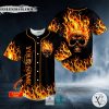 Fire Skull Black Custom Baseball Jersey