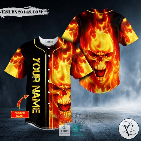 Fire Skull Custom Baseball Jersey