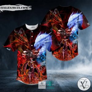 Fire and Ice Dragon Skull Baseball Jersey