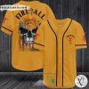 Fireball Cinnamon Whisky Skull Baseball Jersey Shirt