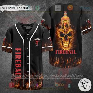 Fireball Fire Skull Baseball Jersey