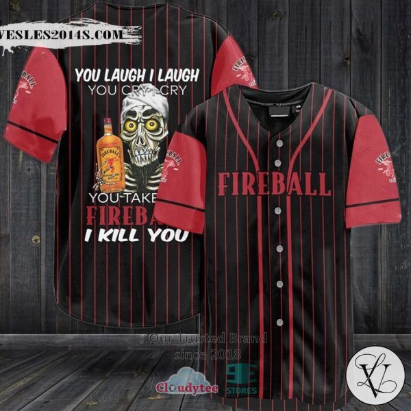 Fireball Whisky You Laugh I Laugh striped Baseball Jersey