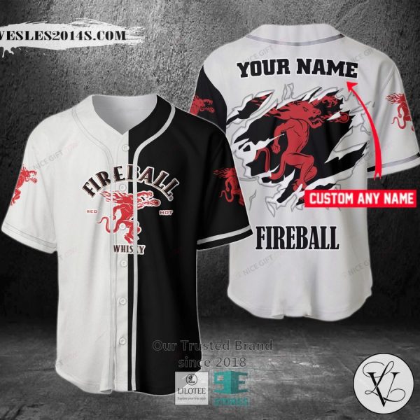 Fireball Whisky Your Name Black and White Baseball Jersey
