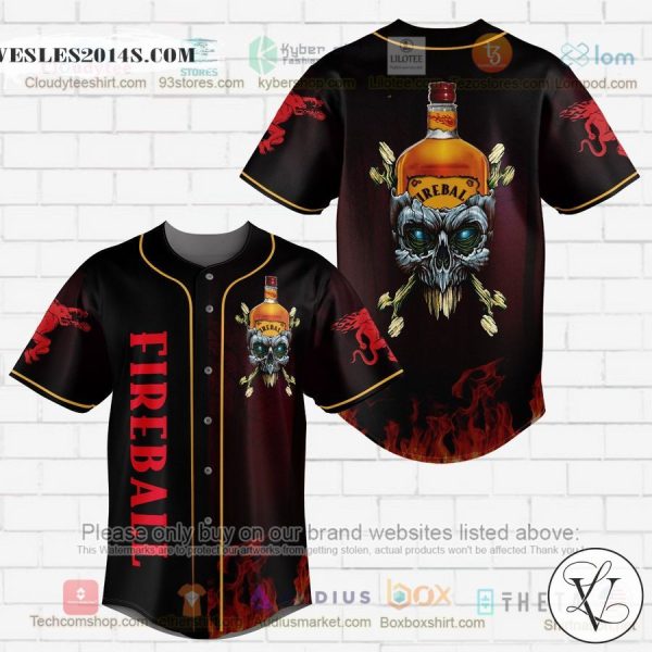 Fireball Whisky skull head Baseball Jersey