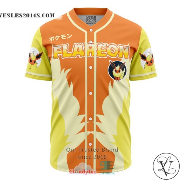 Flareon Eeveelution Pokemon Baseball Jersey